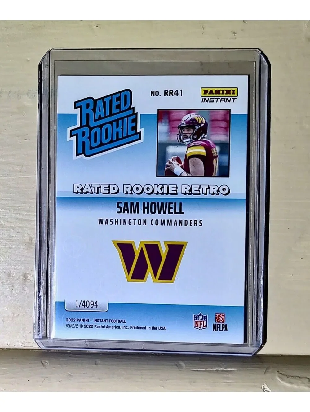 Sam Howell 2022 NFL Panini #41 Rated Rookie Retro Football Card 1/4094